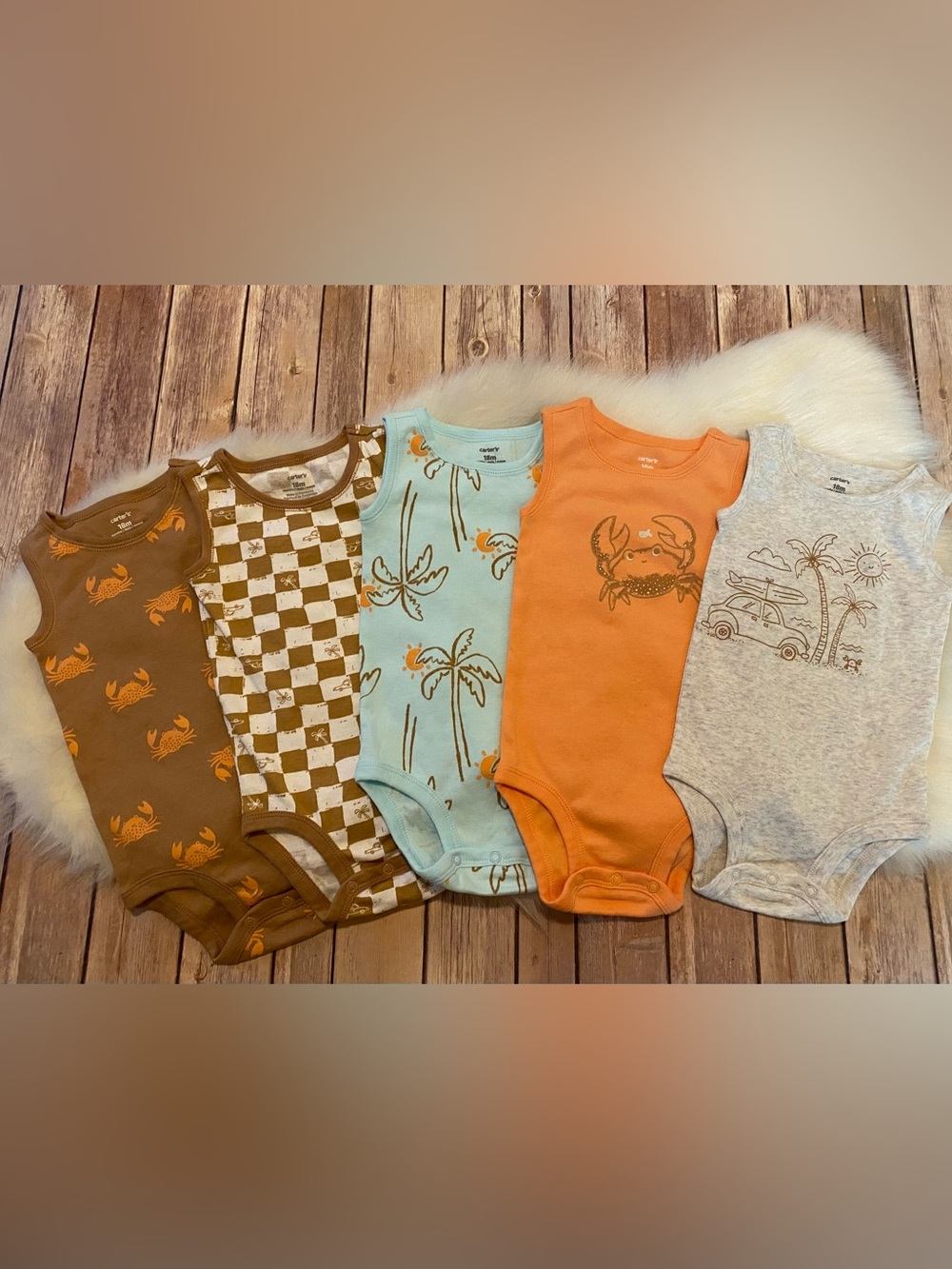 Boys 18M Carter’s SUMMER Sleeveless Bodysuits Onesies